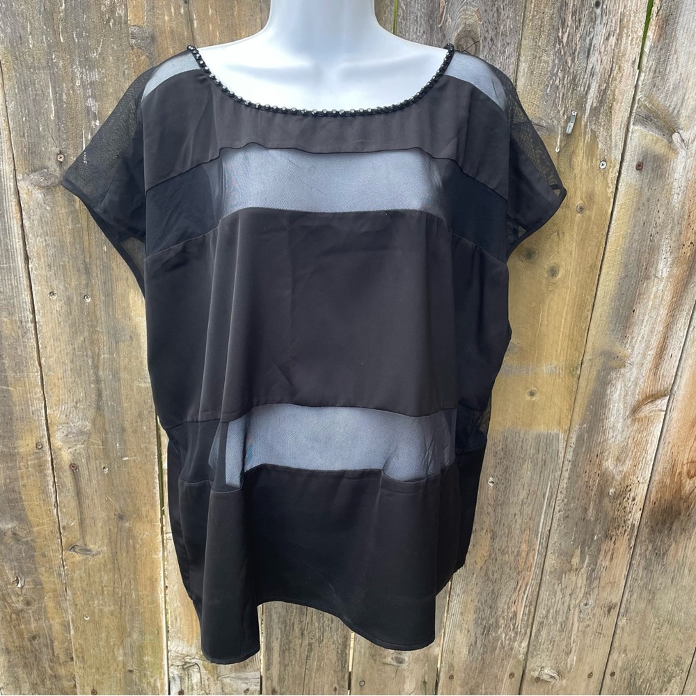 Torrid Black See Through Wide Striped Blouse Sz. 2X (18/20)